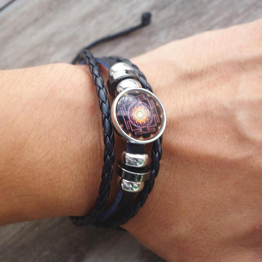 Sacred Sri Yantra Cabochon Wrap Bracelet