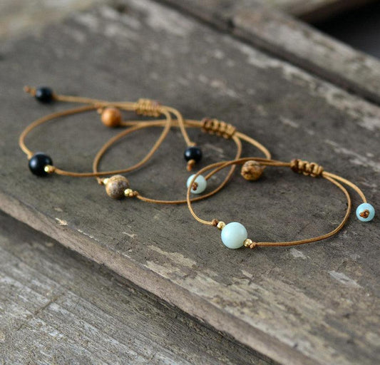 Stone bracelets on cord