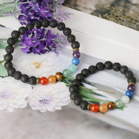 7 Chakra Bracelets in Stones and Lava Stones for Positive Vibes