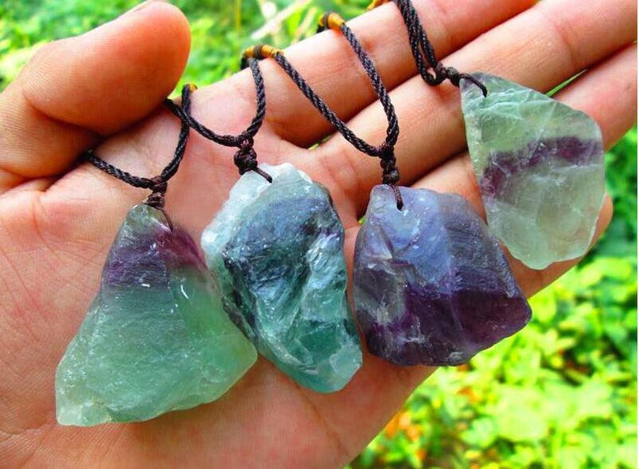 Natural Green Fluorite Pendant Necklace