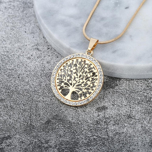 Crystal Tree of Life Pendant Necklace