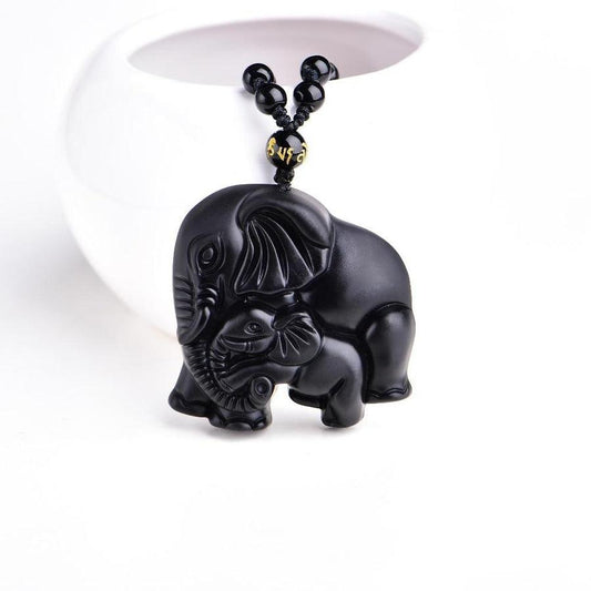 Elephant Obsidian Pendant