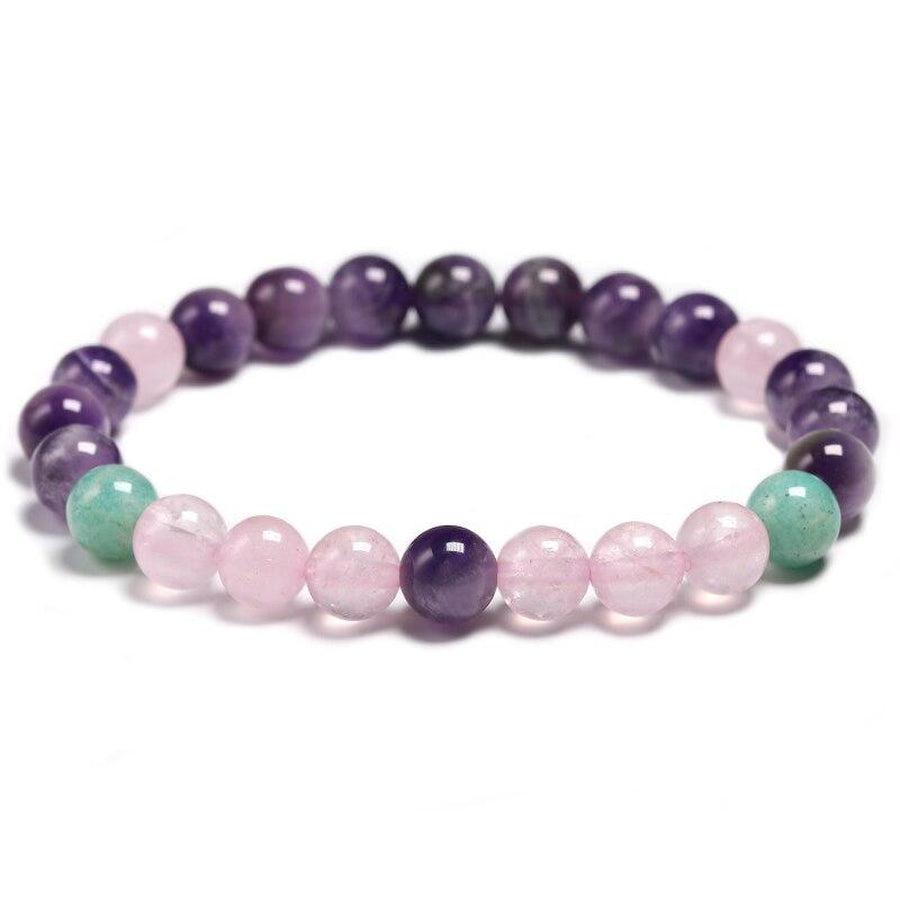 Mala Necklace with Amethyst, Rose Quartz, and Amazonite Bracelet