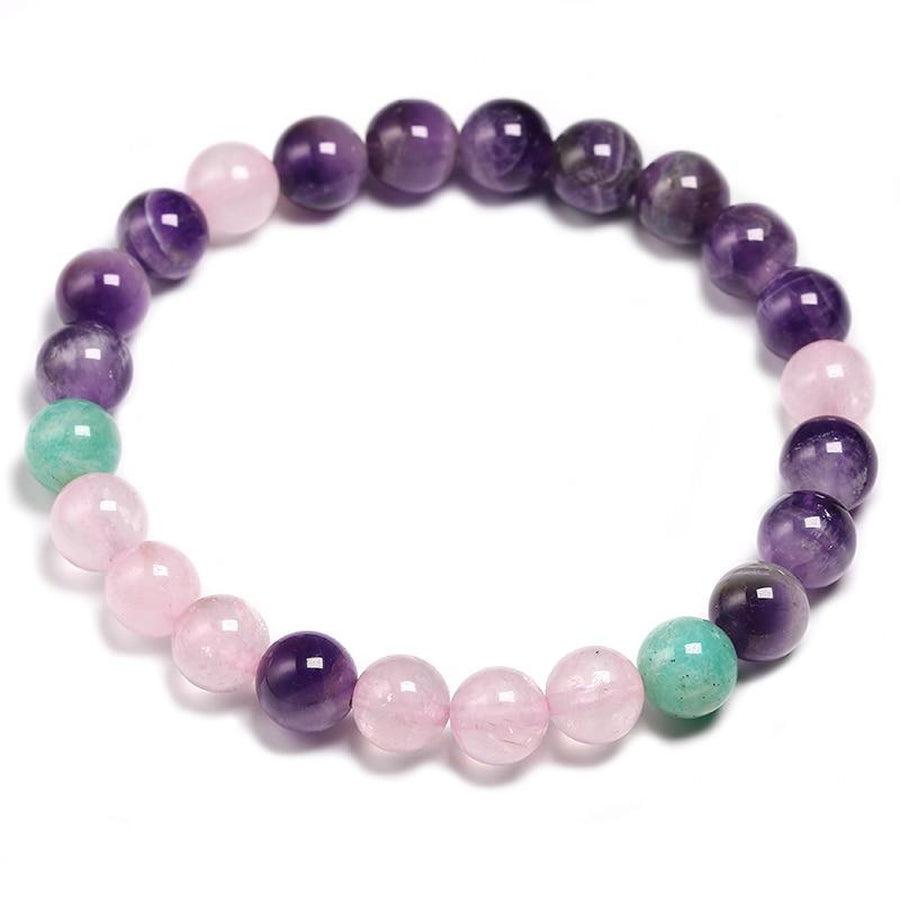 Mala Necklace with Amethyst, Rose Quartz, and Amazonite Bracelet