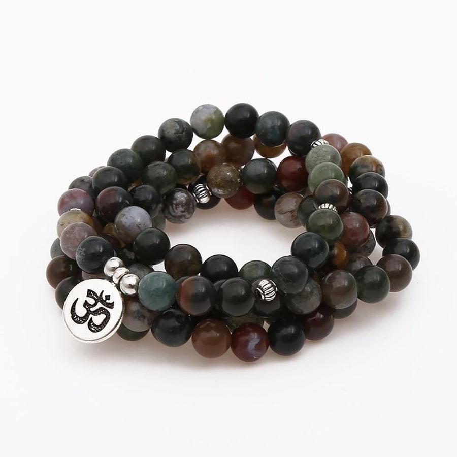 Mala 108: Indian Onyx Stone Beads for Self-Esteem and Communication