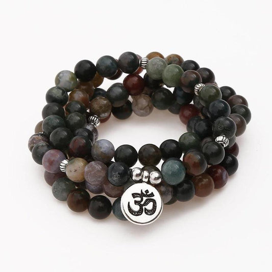 Mala 108: Indian Onyx Stone Beads for Self-Esteem and Communication