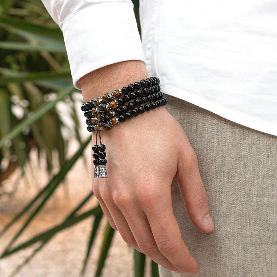 108 Black Onyx Mala Beads for Self-Confidence