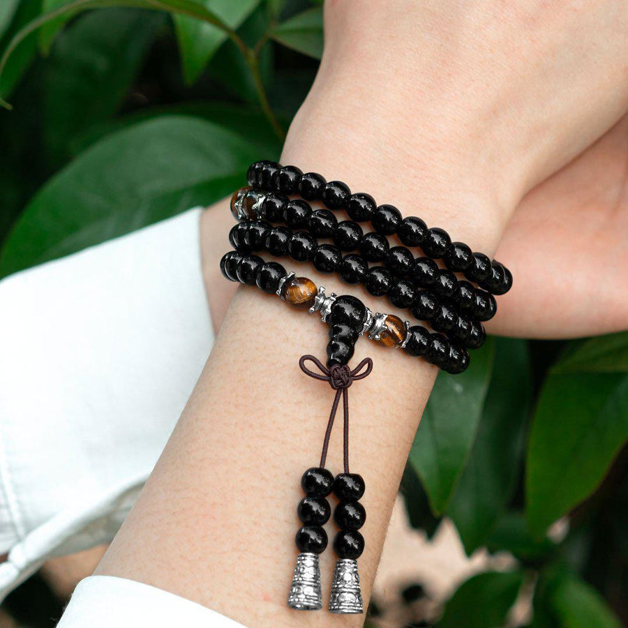 108 Black Onyx Mala Beads for Self-Confidence