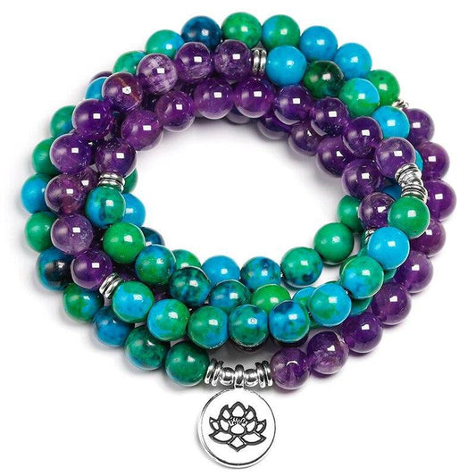 Tranquility & Serenity Chrysocolla and Amethyst Mala