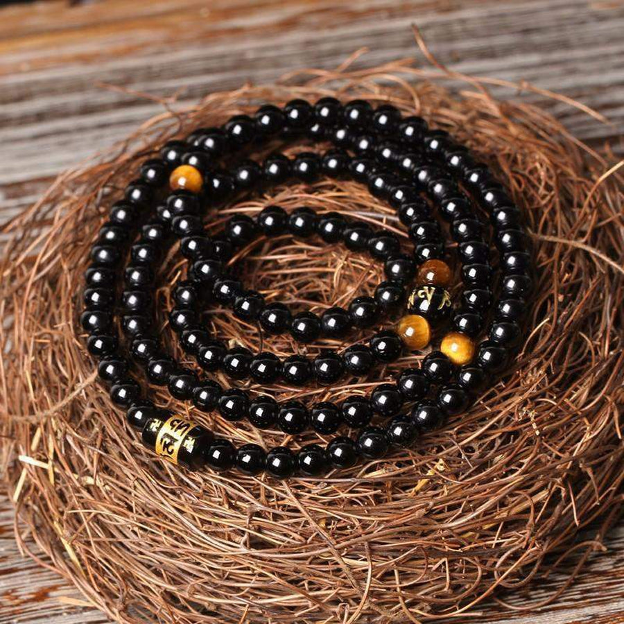 Brazilian black agate and tiger eye Mala