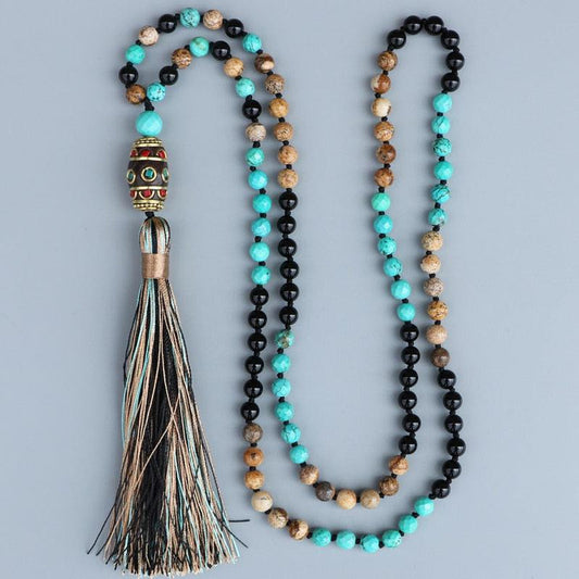 Nepalese Onyx and Turquoise Mala