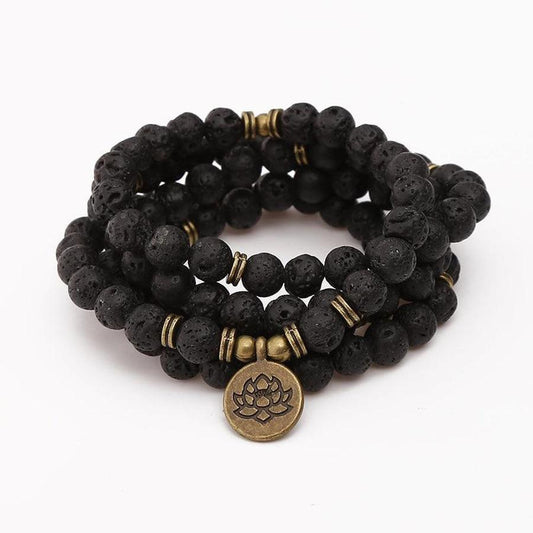 Mala Anger Management 108 Beads in Lava Stone