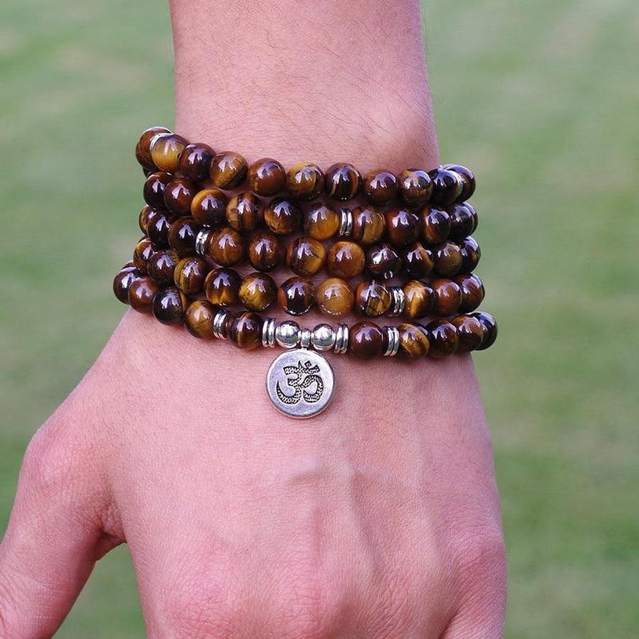 Tiger's Eye Mala with Lotus