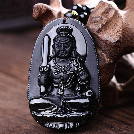 Obsidian Buddha Pendant Necklace