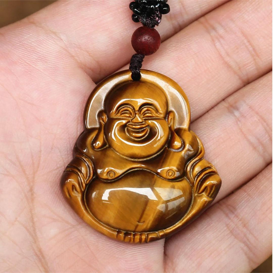 Tiger's Eye Laughing Buddha Pendant