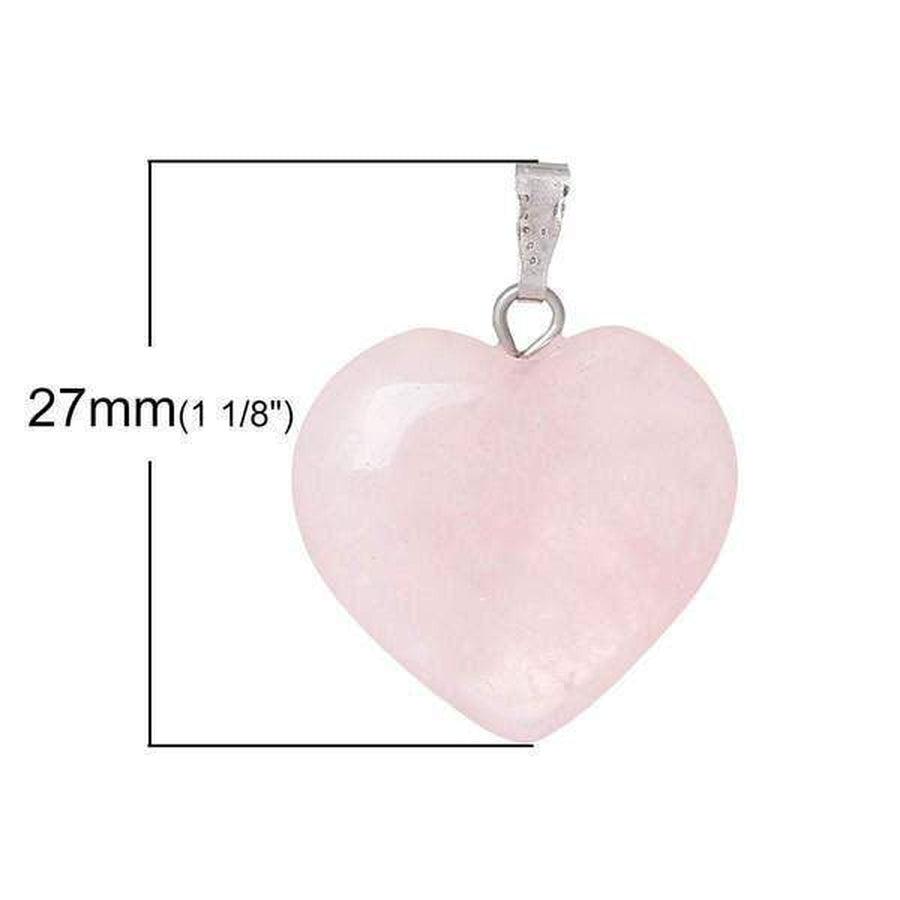 Natural Rose Quartz Love Heart Pendant