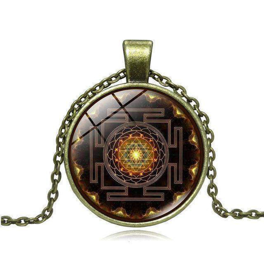 Sri Yantra Glass Pendant: Sacred Geometry