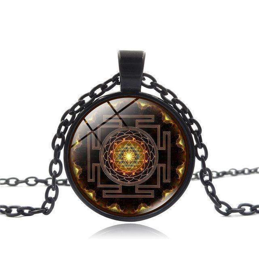 Sri Yantra Glass Pendant: Sacred Geometry