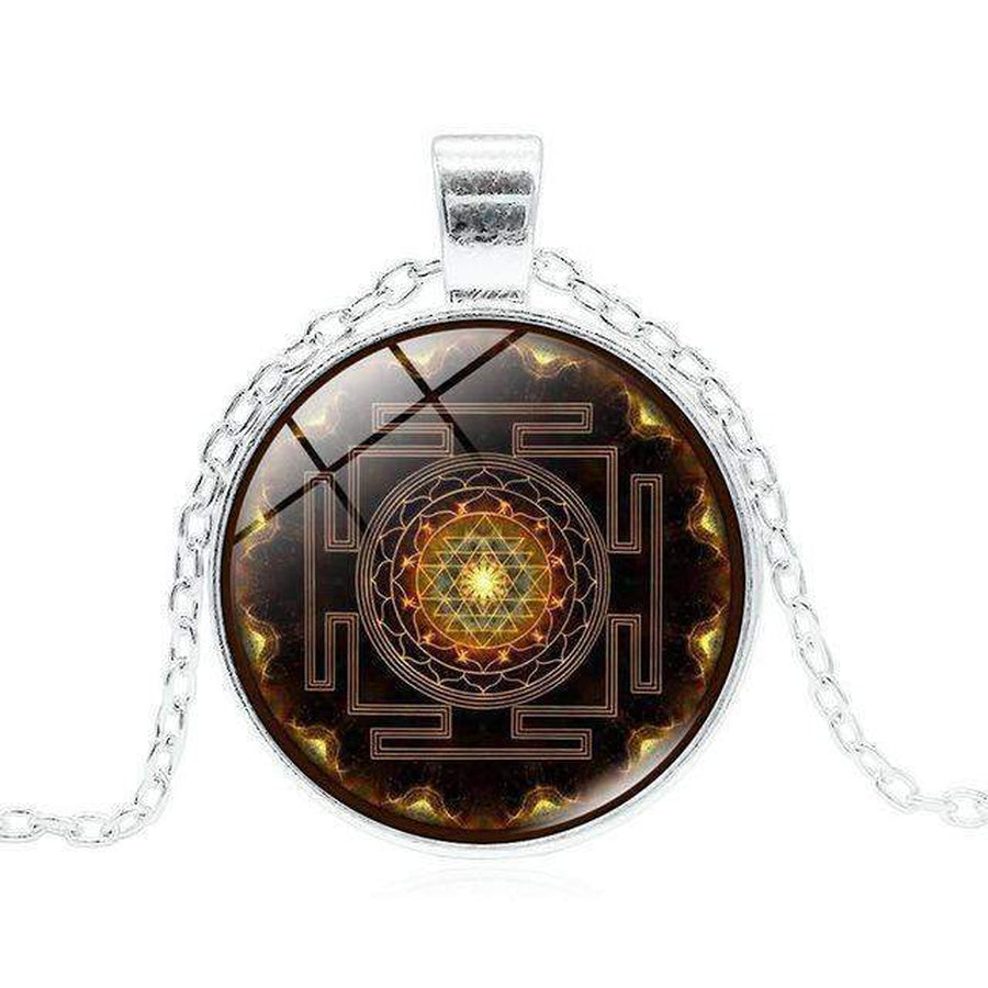 Sri Yantra Glass Pendant: Sacred Geometry