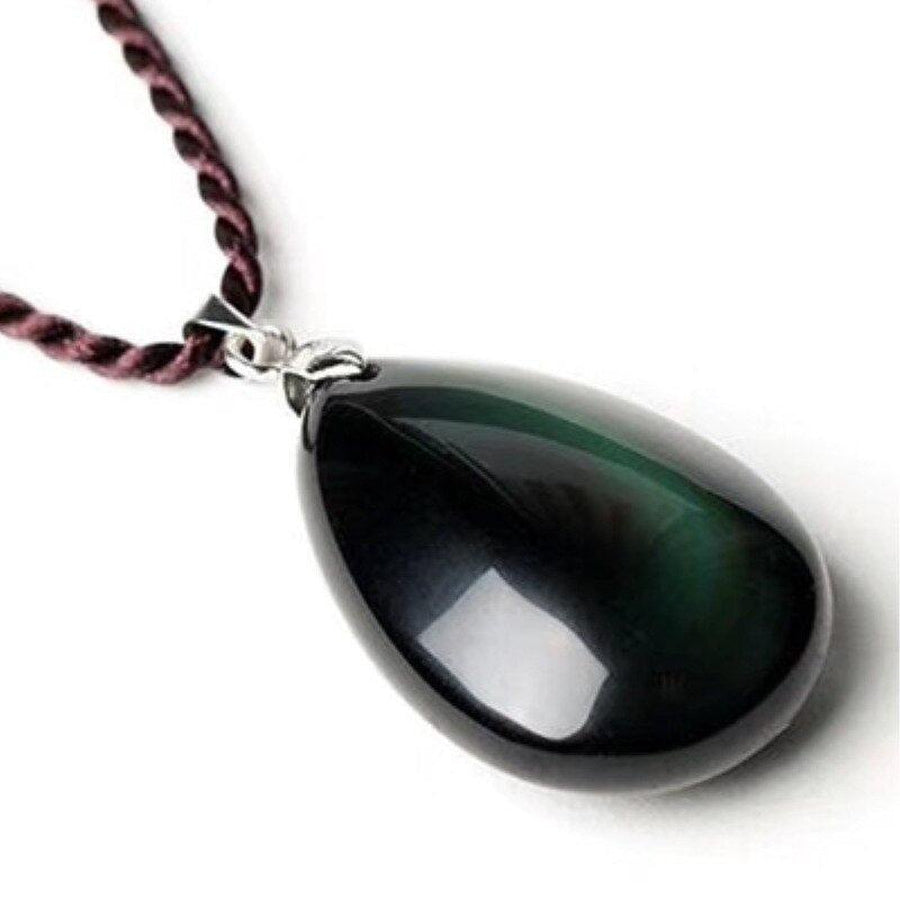 Black Obsidian Drop-Shaped Pendant