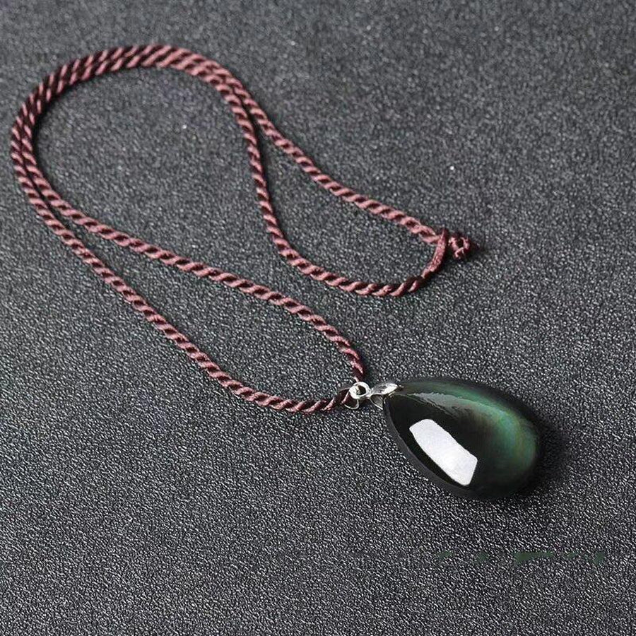 Black Obsidian Drop-Shaped Pendant