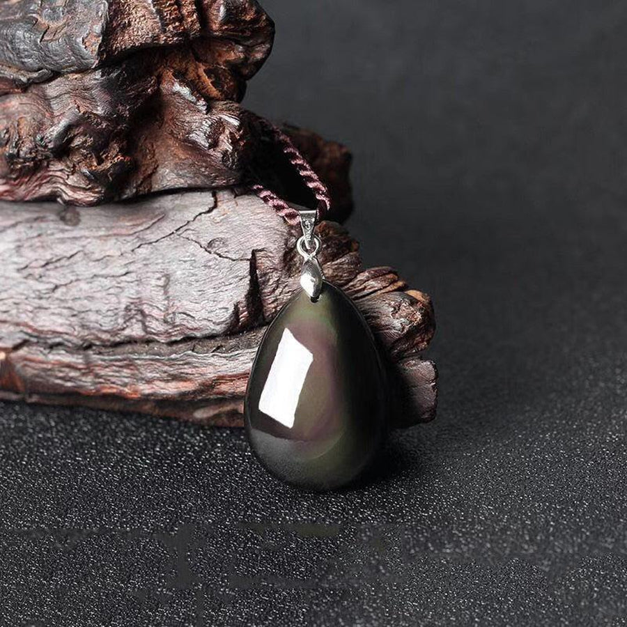 Black Obsidian Drop-Shaped Pendant