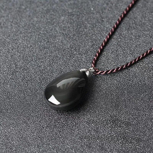 Black Obsidian Drop-Shaped Pendant