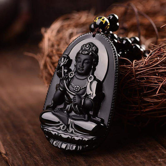 Mahasthamaprapta Bodhisattva Buddha in Black Obsidian