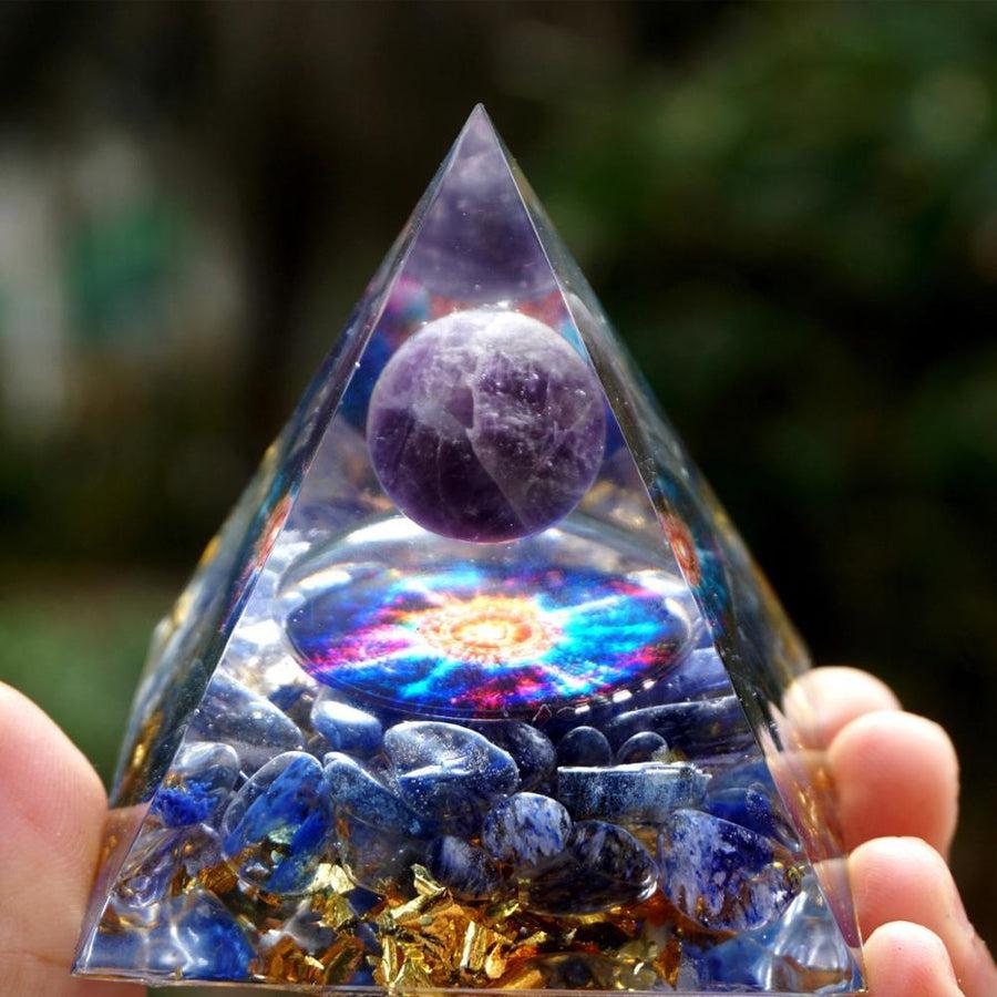 Pyramid Orgonite <br> Amethyst & Blue Quartz