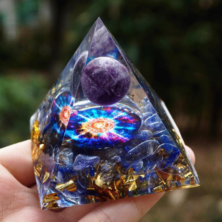 Amethyst and Blue Quartz Orgonite Pyramid