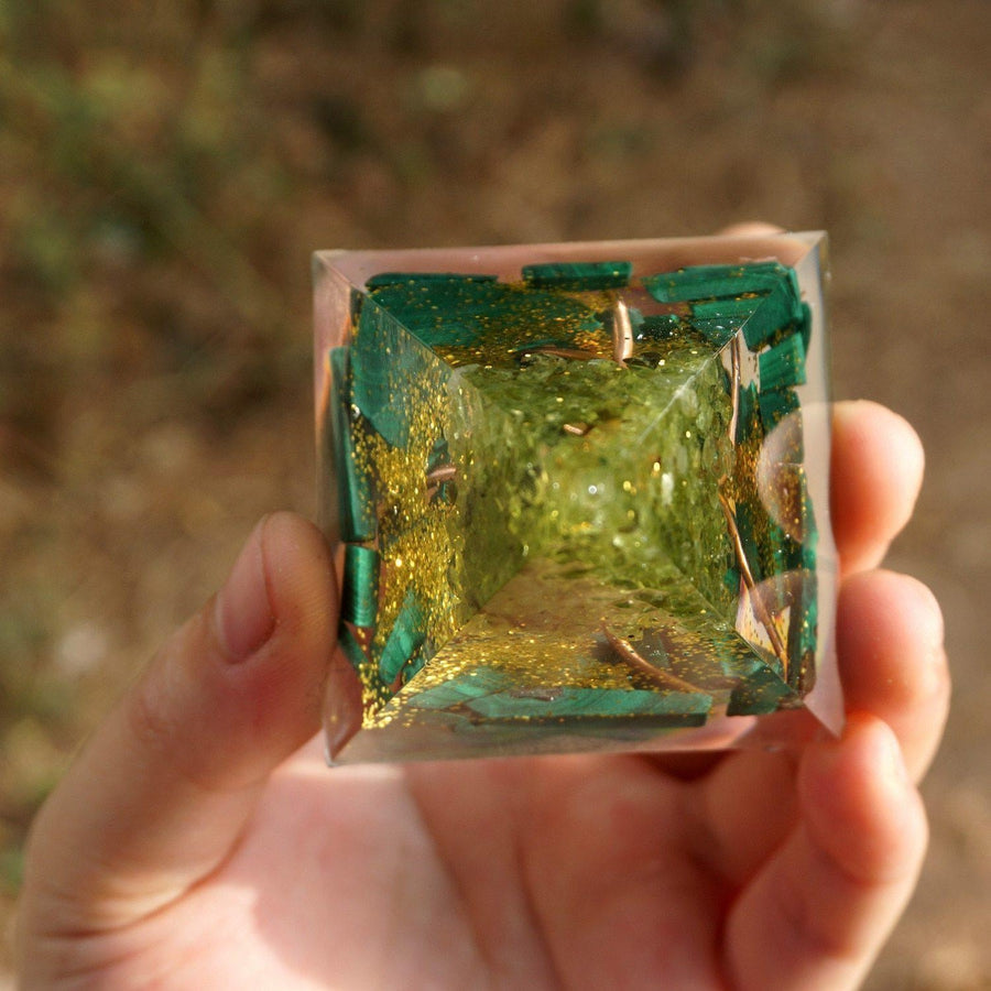 Orgonite Pyramid with Copper <br> Malachite