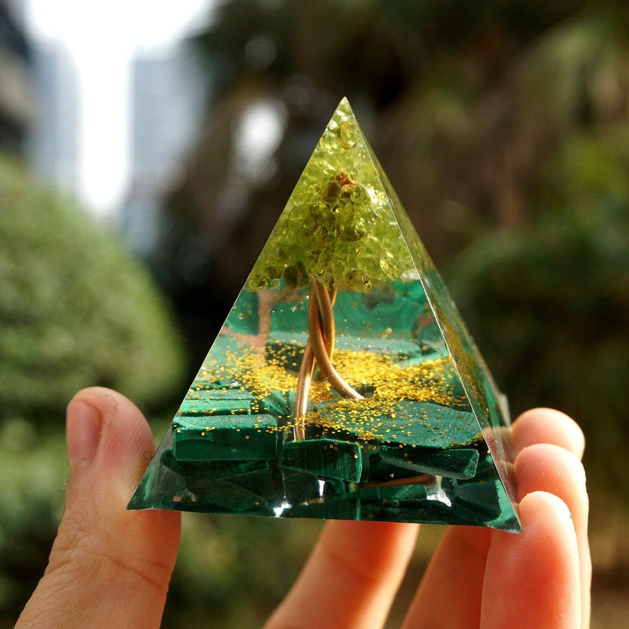 Orgonite Pyramid with Copper <br> Malachite