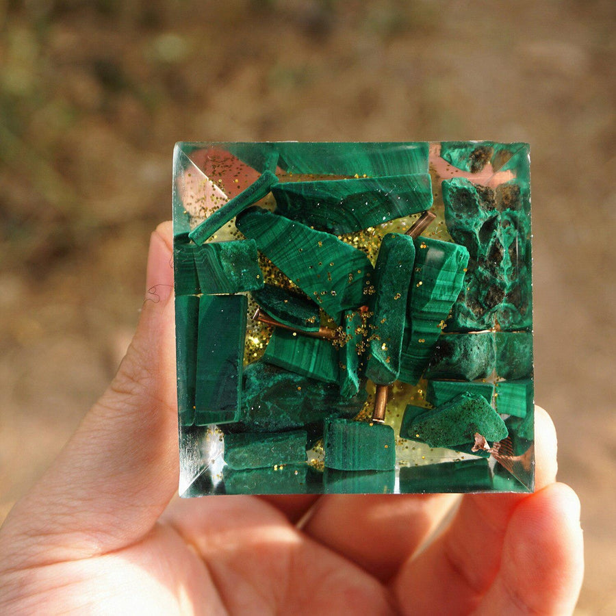 Orgonite Pyramid with Copper <br> Malachite