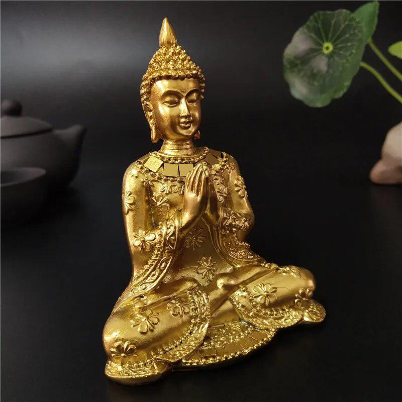 Gold Buddha Statue in Namaste Pose